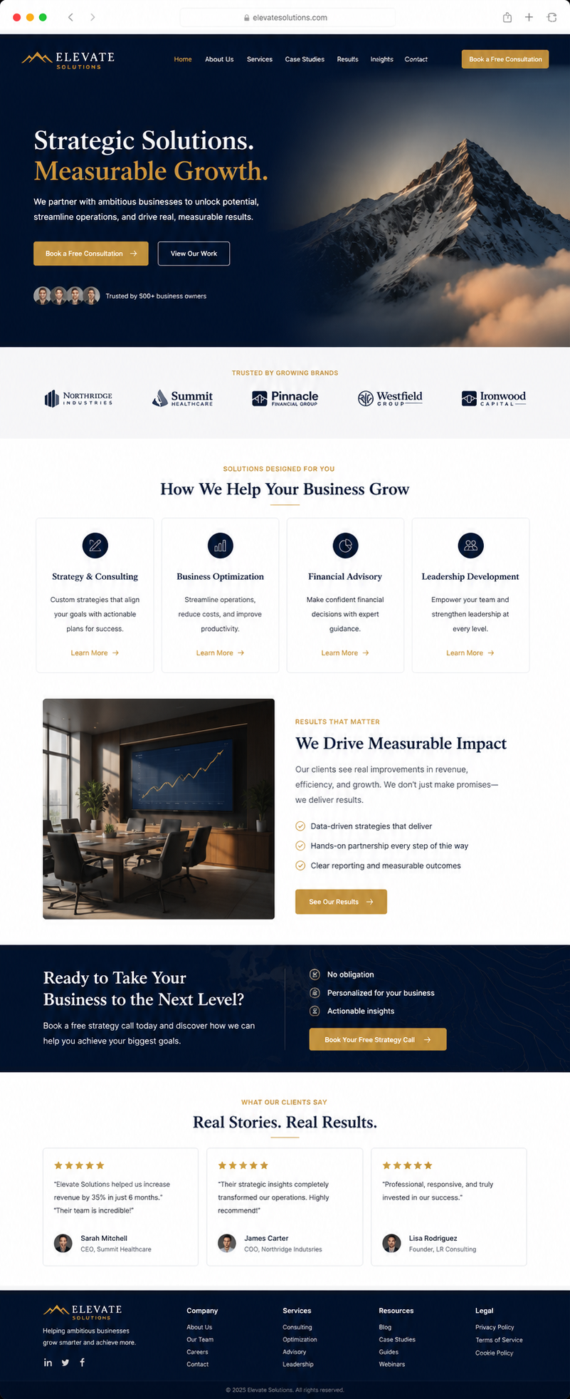 Static and one-page website service preview